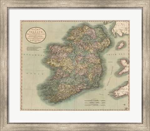 Framed Vintage Map of Ireland Print
