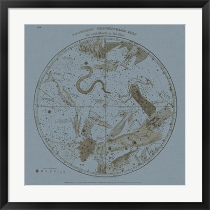 Framed Southern Circumpolar Map Print