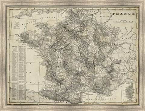 Framed Antique Map of France Print