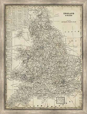 Framed Antique Map of England Print