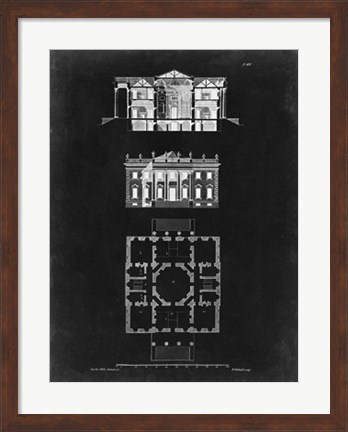 Framed Graphic Building &amp; Plan V Print