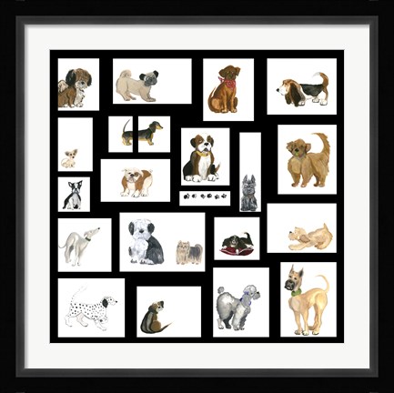 Framed Doggie Grid Print