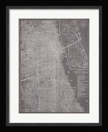 Framed City Map of Chicago Print