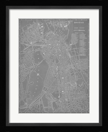 Framed City Map of Boston Print