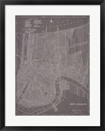 Framed City Map of New Orleans Print