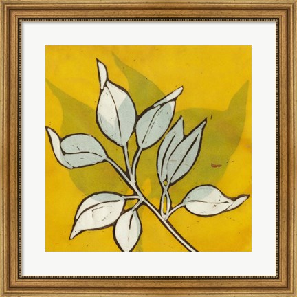 Framed Gold Batik Botanical I Print