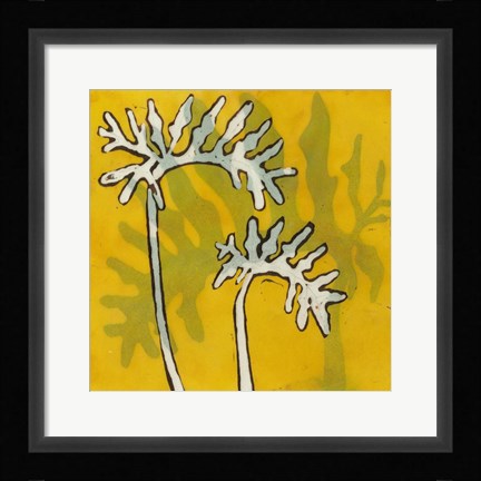 Framed Gold Batik Botanical V Print