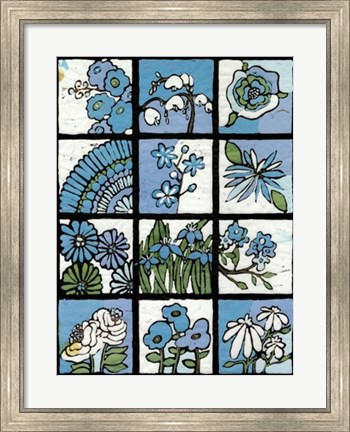 Framed Asure Botanical I 12-Patch Print