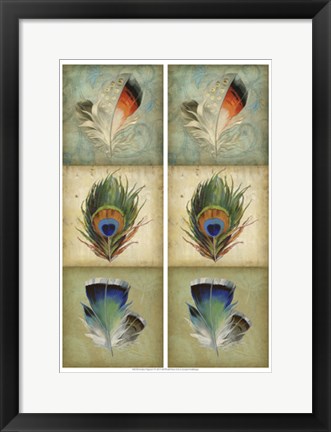 Framed 2-Up Feather Triptych I Print