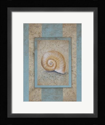 Framed Shell &amp; Damask Stripe I Print