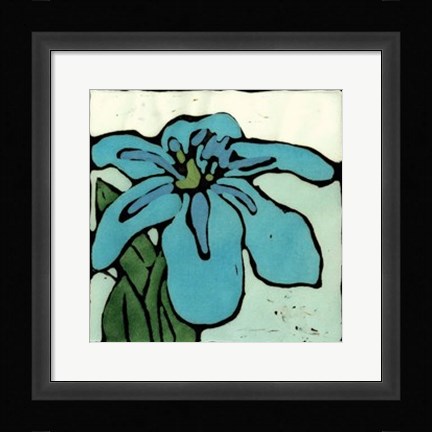 Framed Teal Batik Botanical I Print