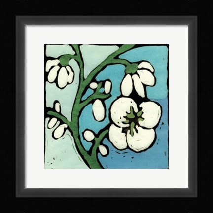 Framed Teal Batik Botanical II Print