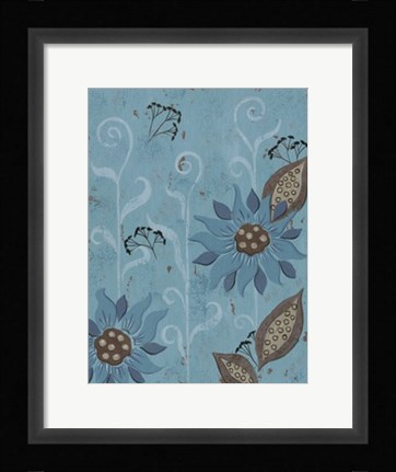 Framed Whimsical Blue Floral II Print