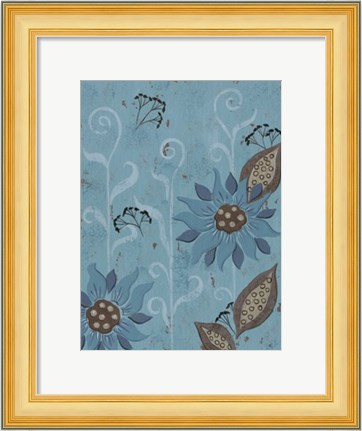 Framed Whimsical Blue Floral II Print