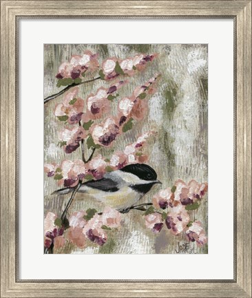 Framed Cherry Blossom Bird I Print