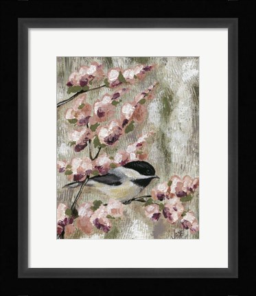 Framed Cherry Blossom Bird I Print