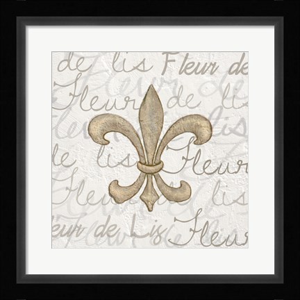 Framed Fleur de Lis - White Print