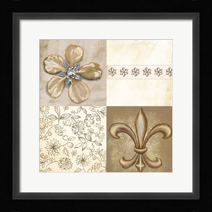 Framed Fleur de Lis Square II Print