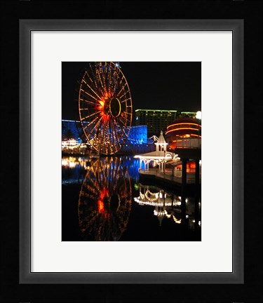 Framed Paradise Pier At Night Print