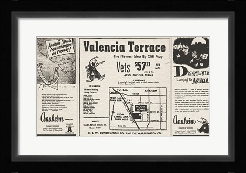 Framed 1950 Andy Anaheim Newspaper Ads Print