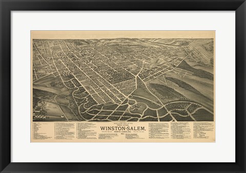 Framed Winston Salem, North Carolina in 1891 Print