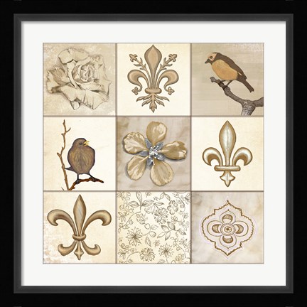 Framed Fleur 9 Panel Print