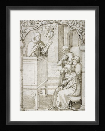 Framed Monk Preaching Print
