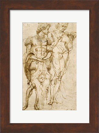 Framed Two Standing Male Figures Print