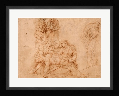 Framed Swooning Virgin Supported by Three Holy Women Print