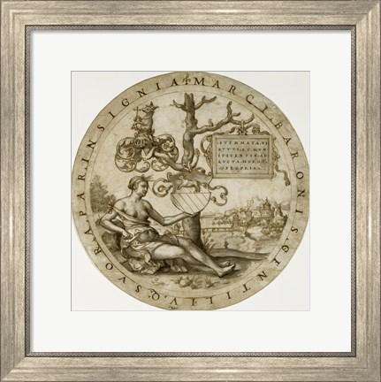 Framed Study for a Stained-Glass Window with the Coat of Arms of the Barons von Paar Print