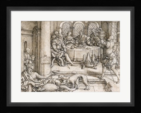 Framed Lazarus Begging for Crumbs from Dives's Table Print