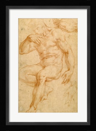 Framed Studies of a Male Nude, a Drapery, and a Hand Print