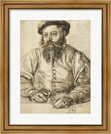 Framed Portrait of a Bearded Man Print