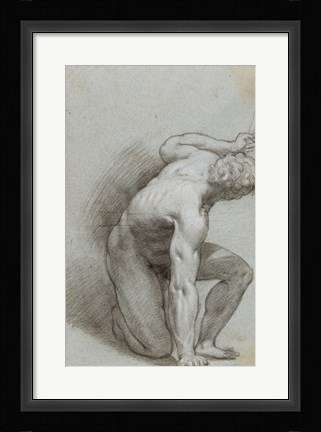 Framed Kneeling Figure Print