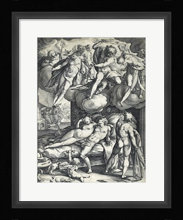 Framed Venus and Mars Surprised by Vulcan Print