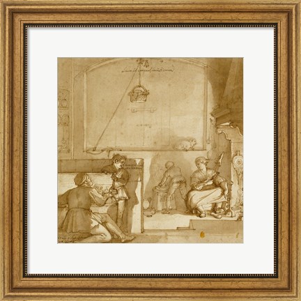 Framed Taddeo in the House of Giovanni Piero Calabrese Print
