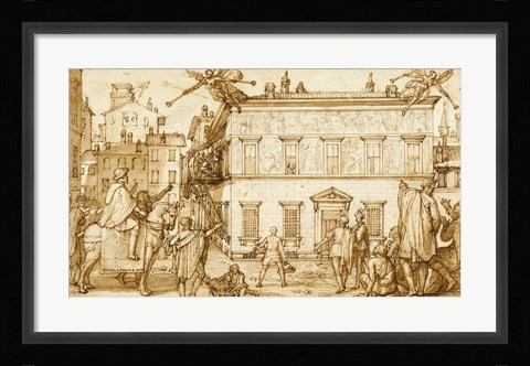Framed Taddeo Decorating the Facade of Palazzo Mattei Print