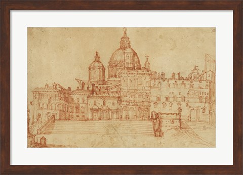 Framed View of Saint Peter&#39;s (recto); Study of a Young Man Print