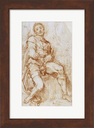 Framed Seated Man Print