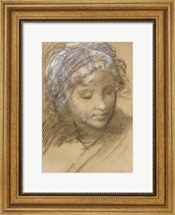 Framed Head of a Female Figure Print
