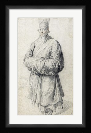 Framed Man in Korean Costume Print