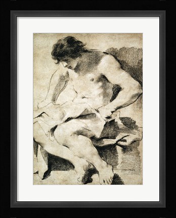 Framed Study of a Seated Young Man Print