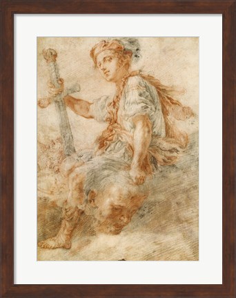 Framed David with the Head of Goliath Print