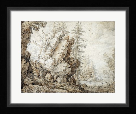 Framed Landscape with Waterfall Print