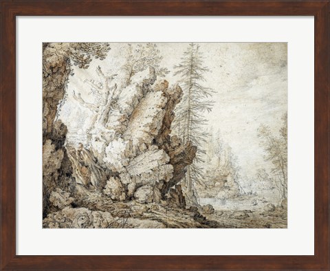 Framed Landscape with Waterfall Print