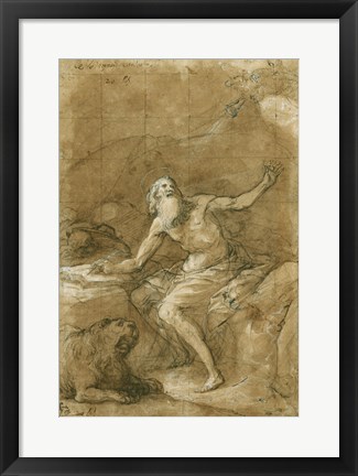 Framed Saint Jerome Hearing the Trumpet of the Last Judgement - posed Print