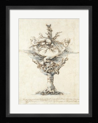 Framed Design for a Ewer with Eagles and PuttI Print