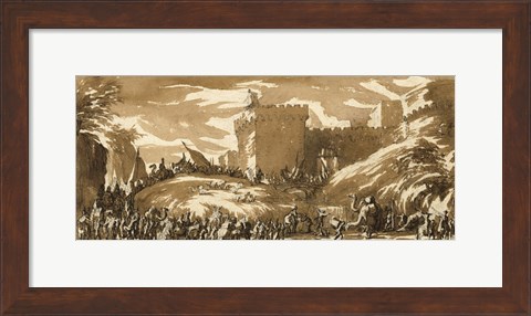Framed Army Leaving a Castle Print