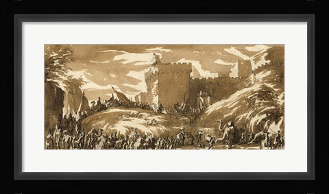 Framed Army Leaving a Castle Print