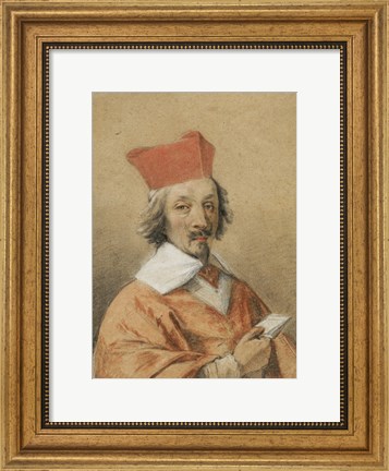 Framed Portrait of Armand-Jean du Plessis, Cardinal de Richelieu Print